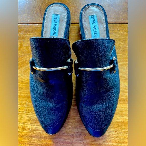 Steve Madden Women’s Black Leather Mules US8.5 - Picture 1 of 6